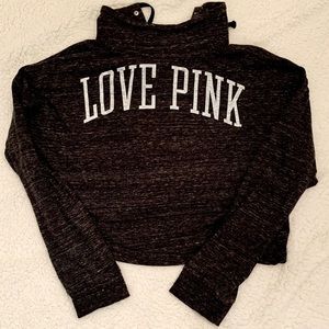VS PINK Cropped Quarter Snap Varsity Pullover L